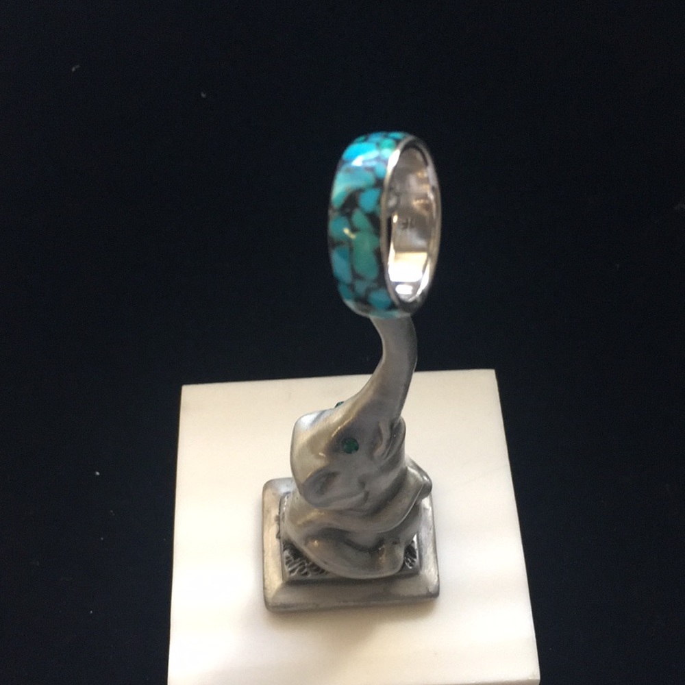 Sterling inlay Turquoise Ring, thumb ring